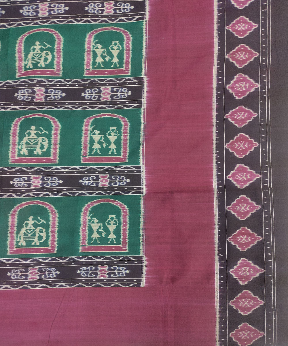 Dark green maroon handloom sambalpuri cotton bedsheet