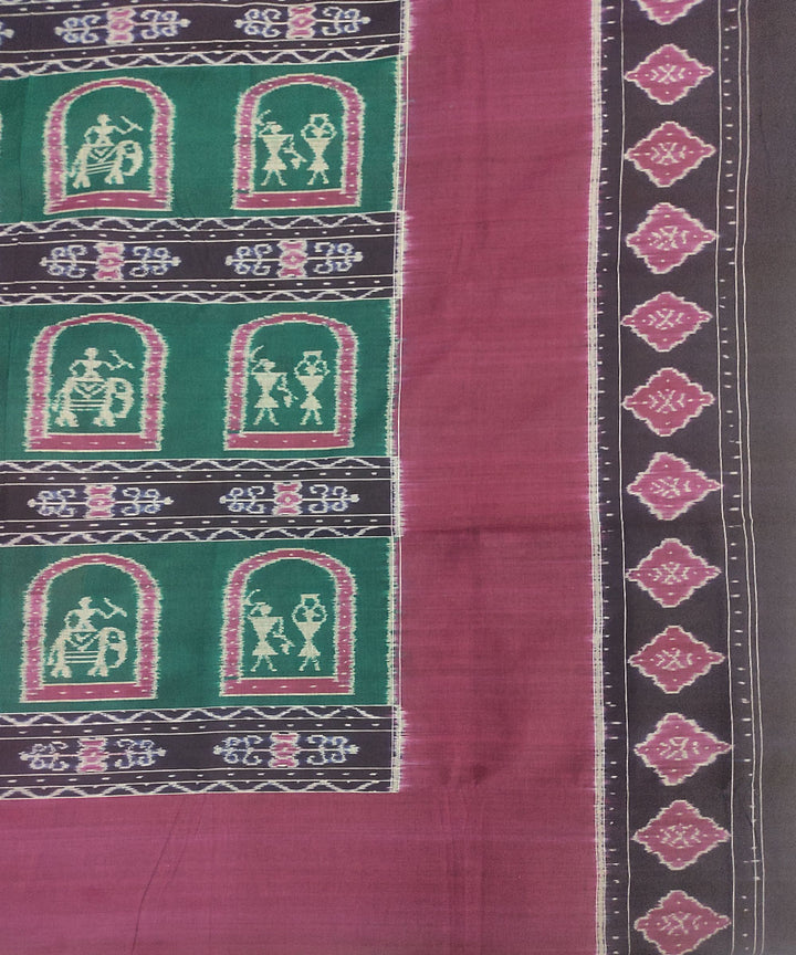 Dark green maroon handloom sambalpuri cotton bedsheet