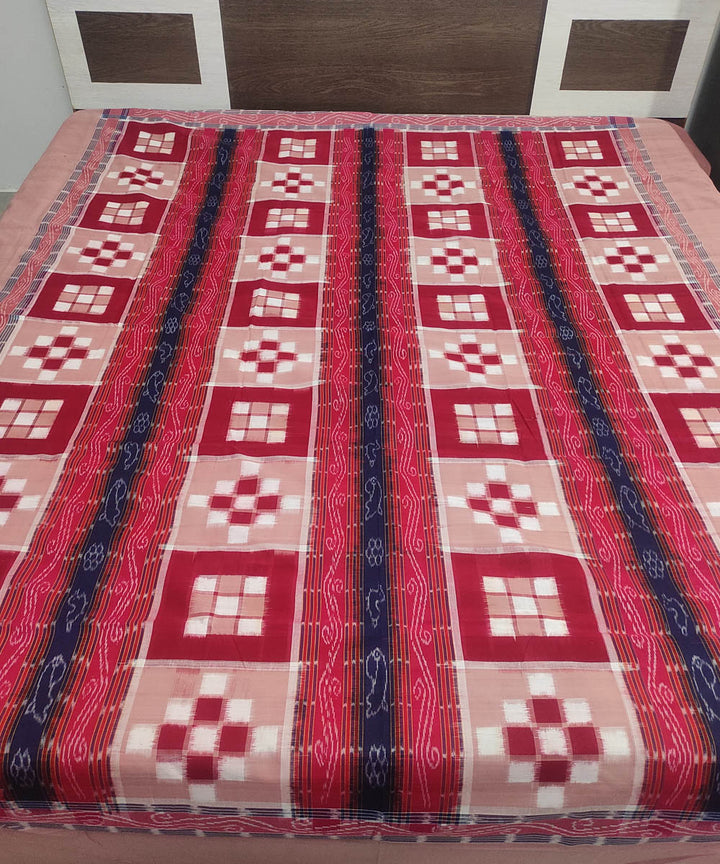 Maroon, black and biscuit brown handloom sambalpuri cotton bedsheet