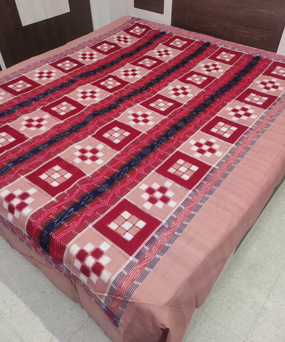 Maroon, black and biscuit brown handloom sambalpuri cotton bedsheet