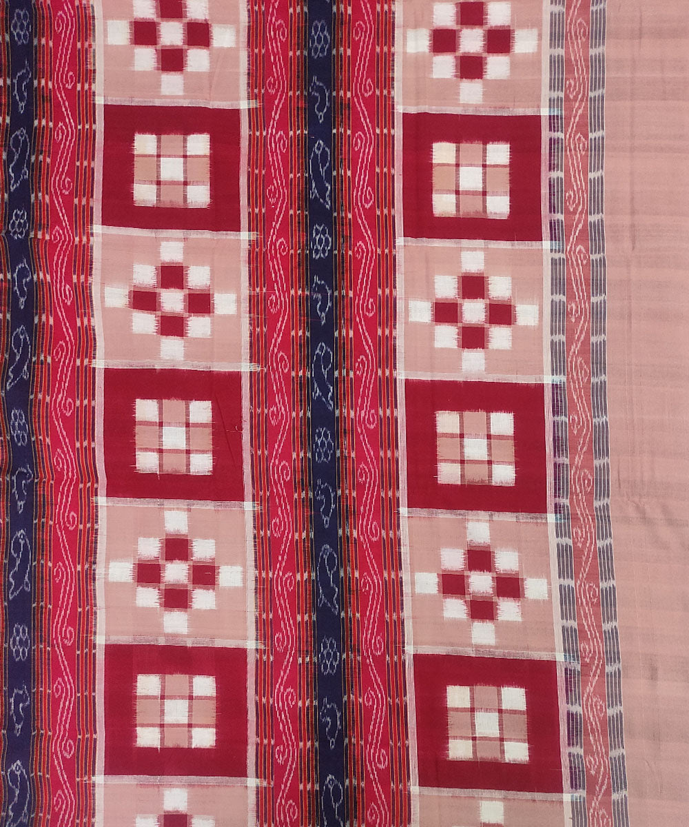 Maroon, black and biscuit brown handloom sambalpuri cotton bedsheet