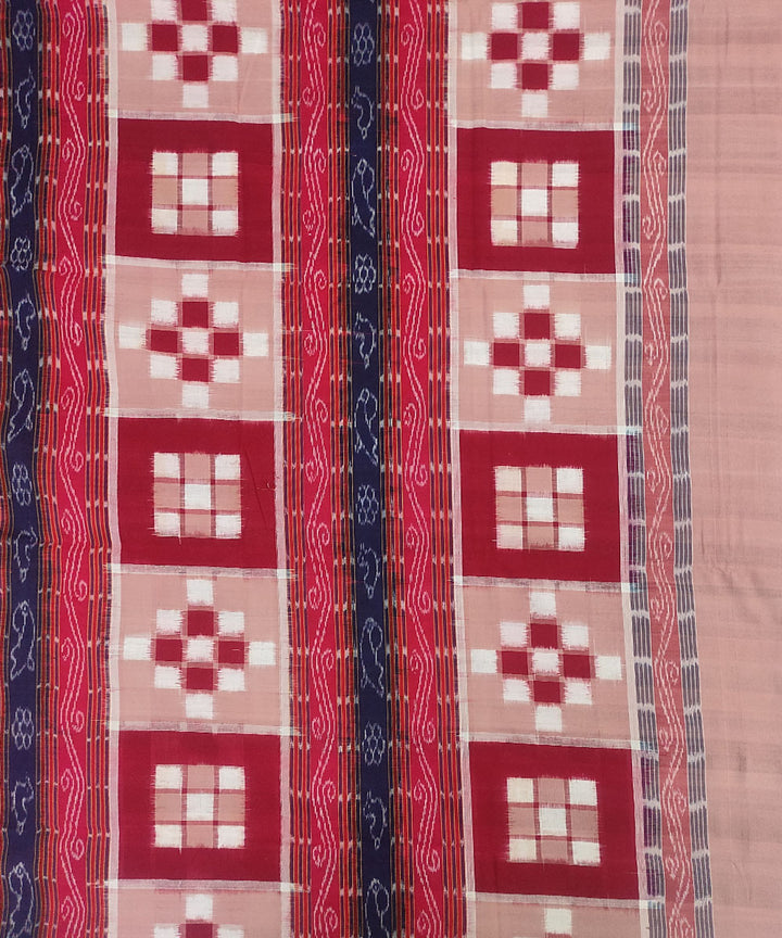 Maroon, black and biscuit brown handloom sambalpuri cotton bedsheet