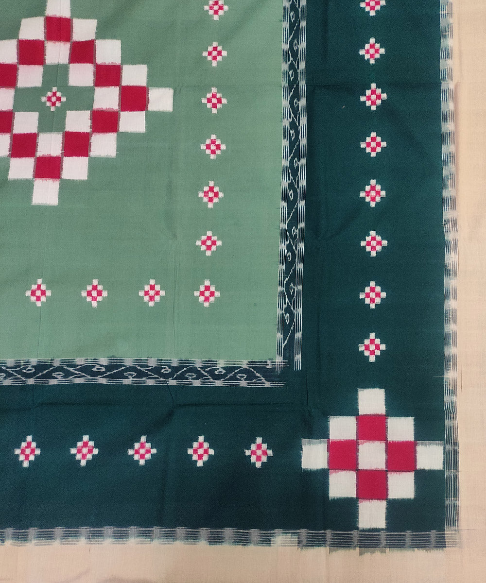 Light and deep green handloom sambalpuri cotton bedsheet