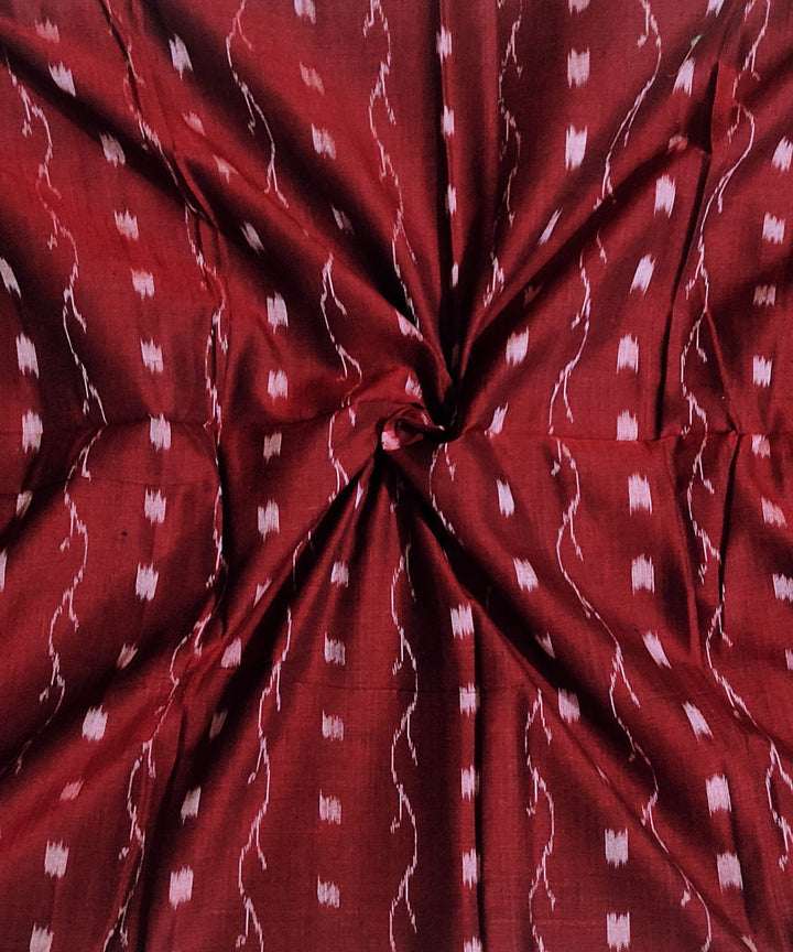2.5m Maroon white handwoven cotton sambalpuri ikat kurta material