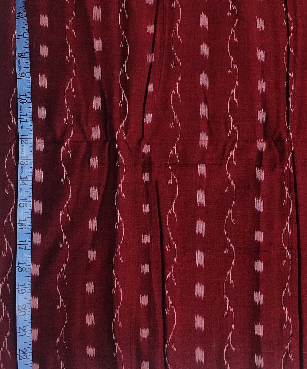 2.5m Maroon white handwoven cotton sambalpuri ikat kurta material