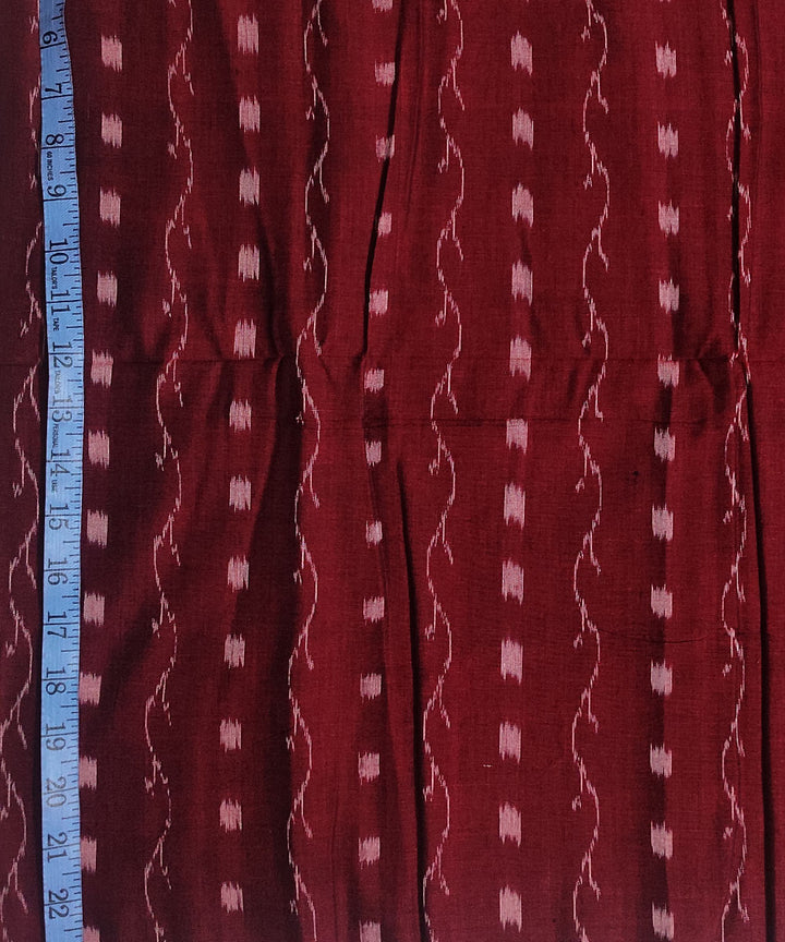 2.5m Maroon white handwoven cotton sambalpuri ikat kurta material