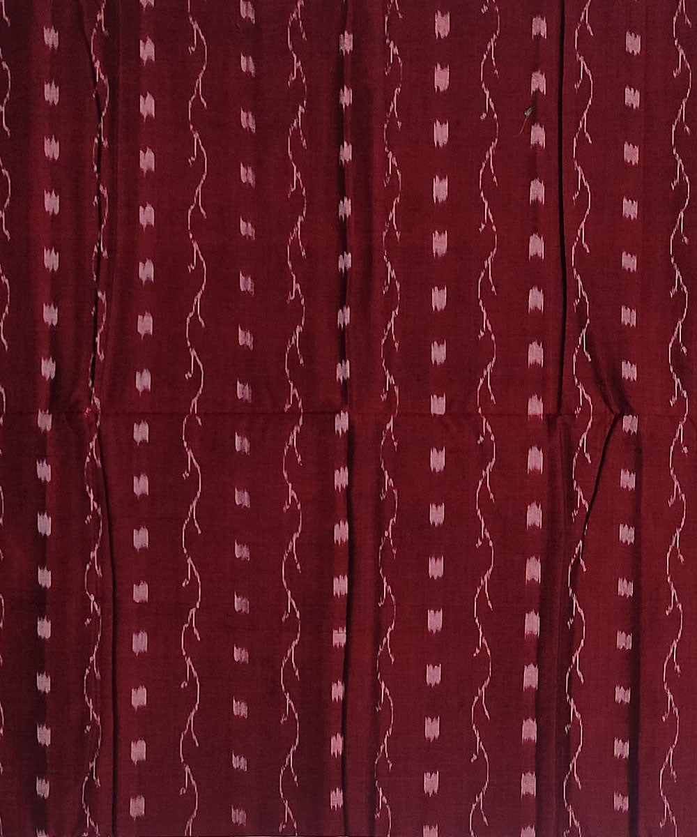 2.5m Maroon white handwoven cotton sambalpuri ikat kurta material