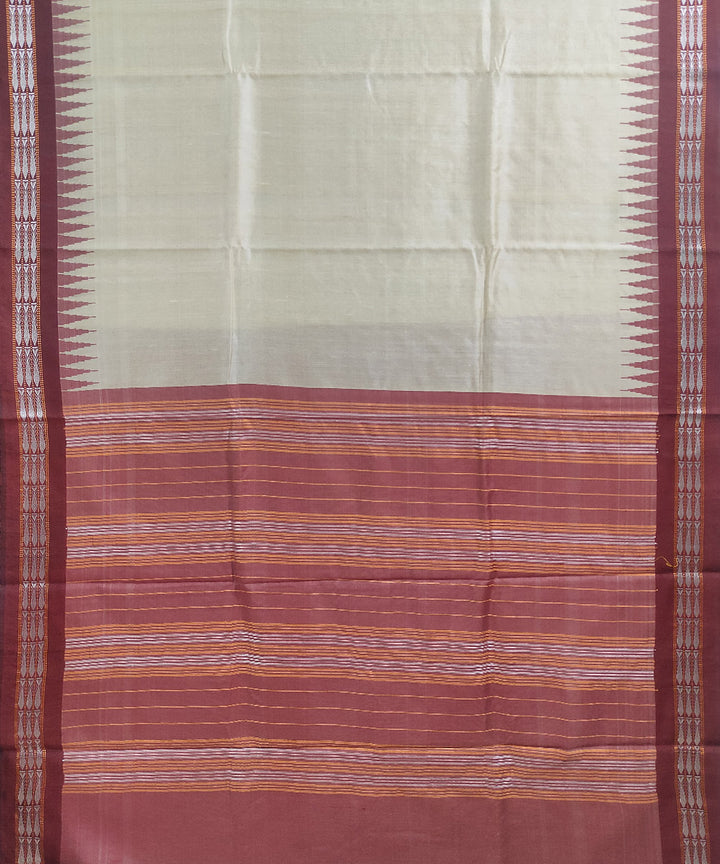 Beige maroon tussar silk handwoven sambalpuri odisha ikat saree