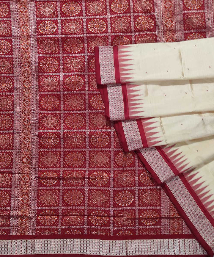 Beige handwoven silk bomkai saree