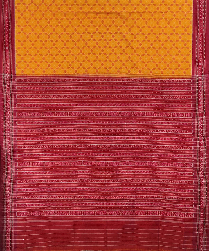 Yellow red handloom cotton sambalpuri saree