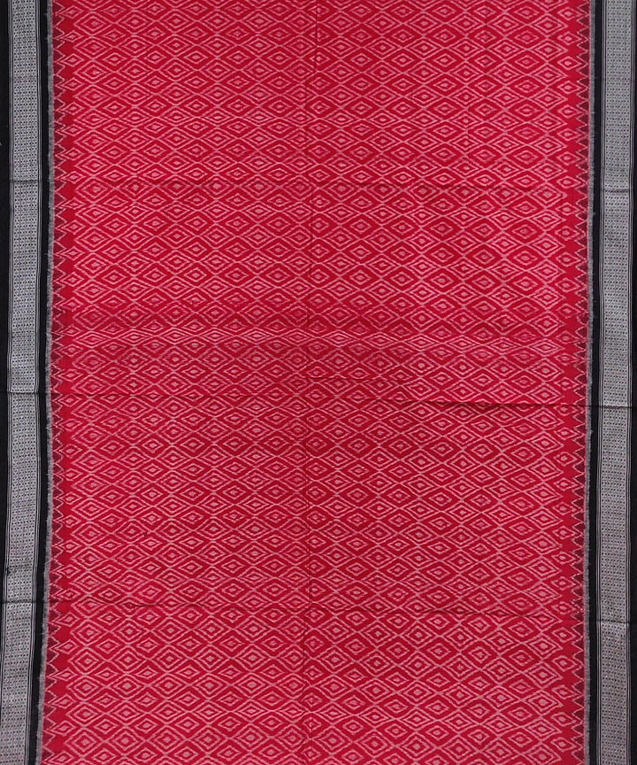 Red black handwoven cotton sambalpuri saree