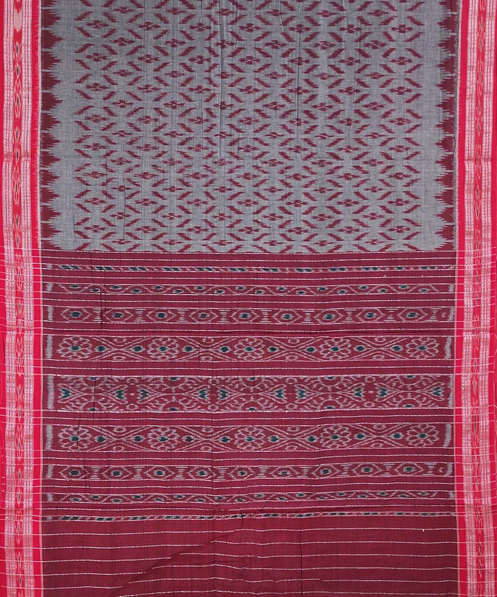 Grey maroon handloom cotton nuapatna saree