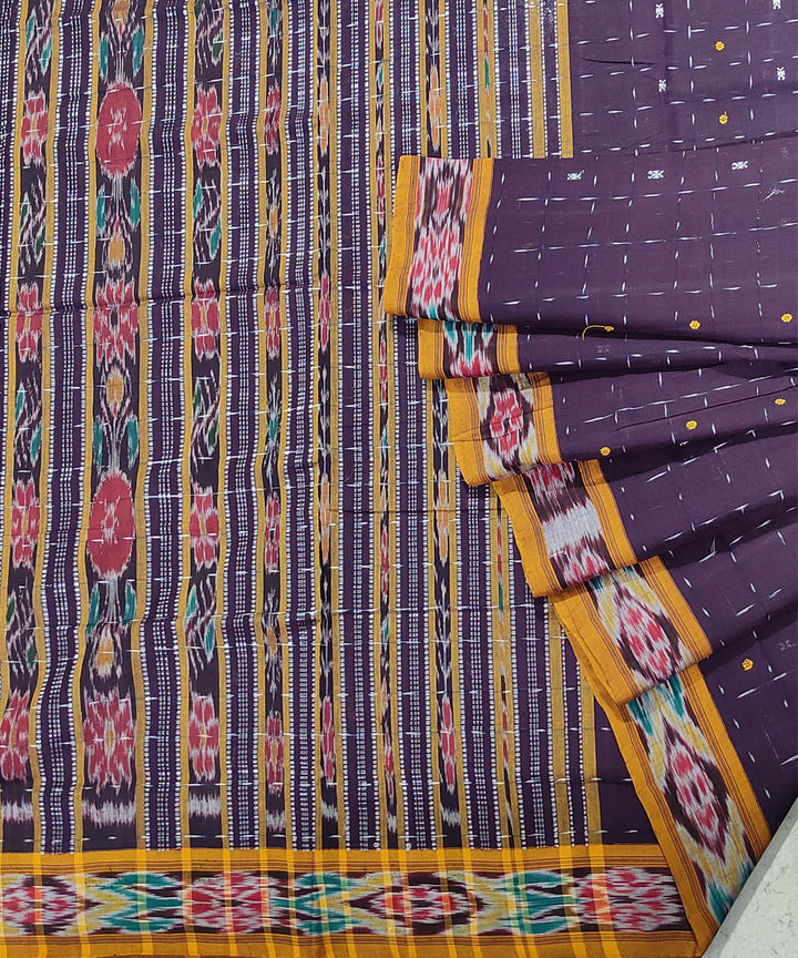 Violet handwoven cotton odisha ikat berhampuri saree