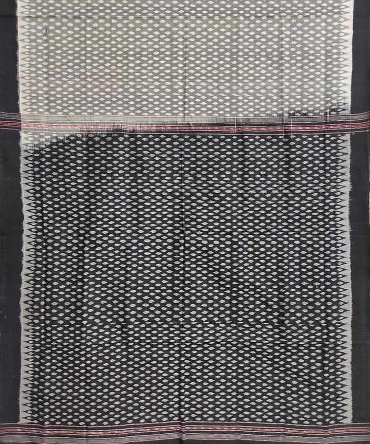 Grey black cotton handwoven sambalpuri saree