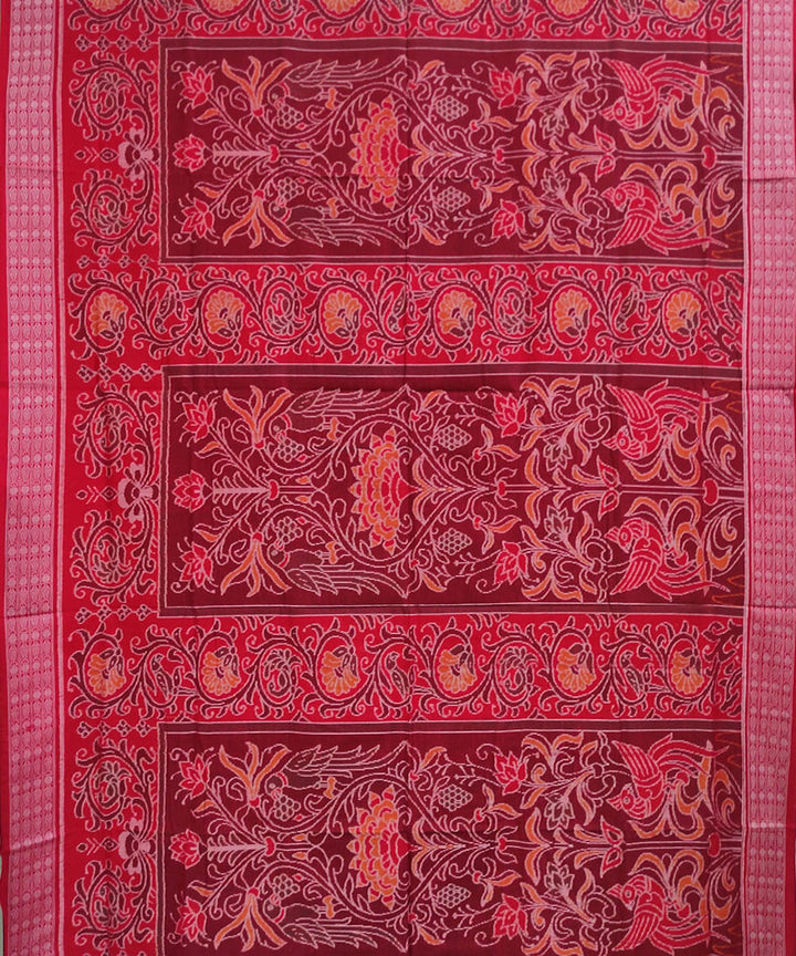 Red handwoven cotton sambalpuri saree