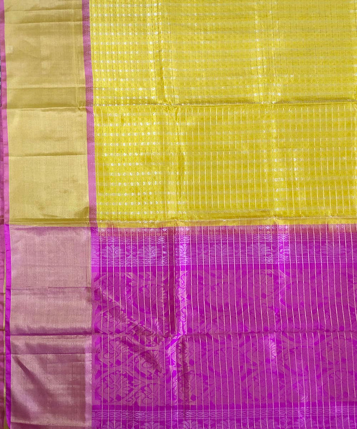 Purple yellow handwoven uppada silk saree