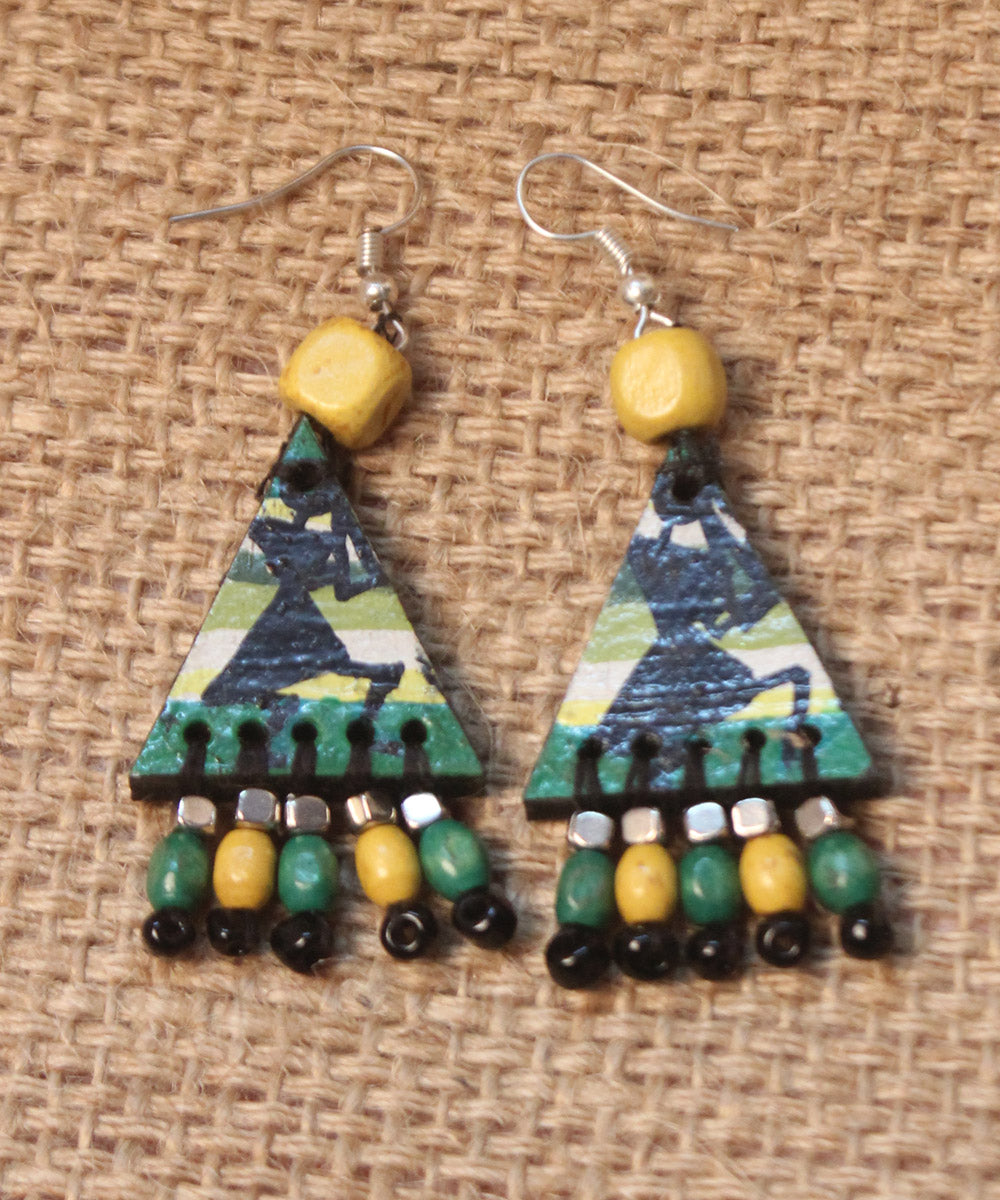 Multi colour hand painted warli art necklace and earring set
