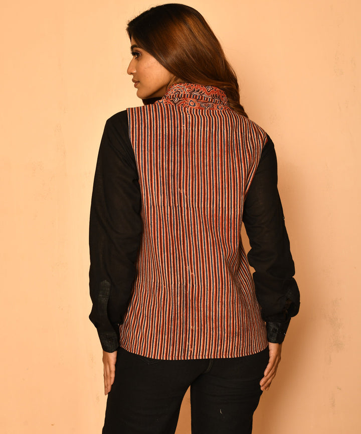 Red cotton ajrakh natural dyed shawl jacket