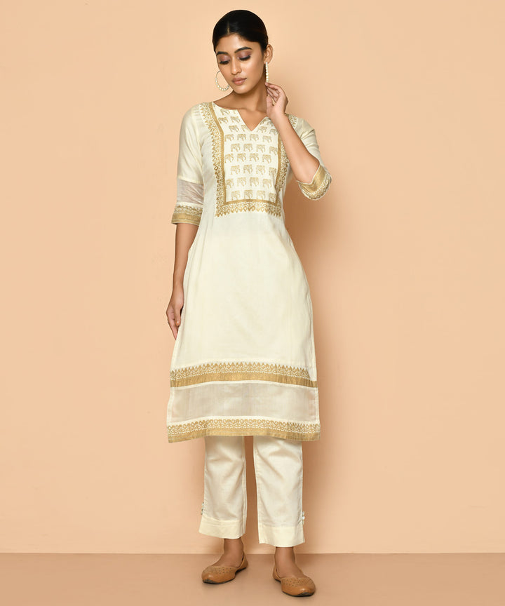 Elly handloom maheshwari cotton silk kurta and pant set