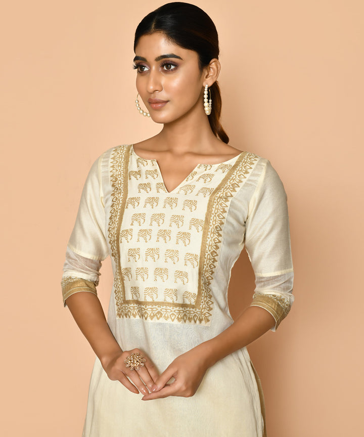 Elly handloom maheshwari cotton silk kurta and pant set