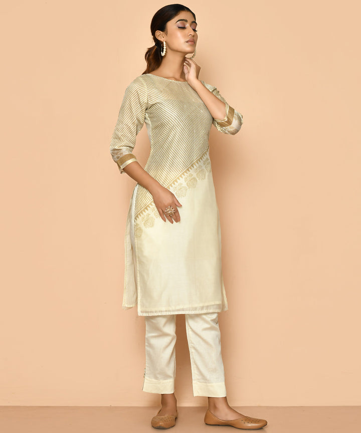 Zeba handloom maheshwari cotton silk kurta and pant set