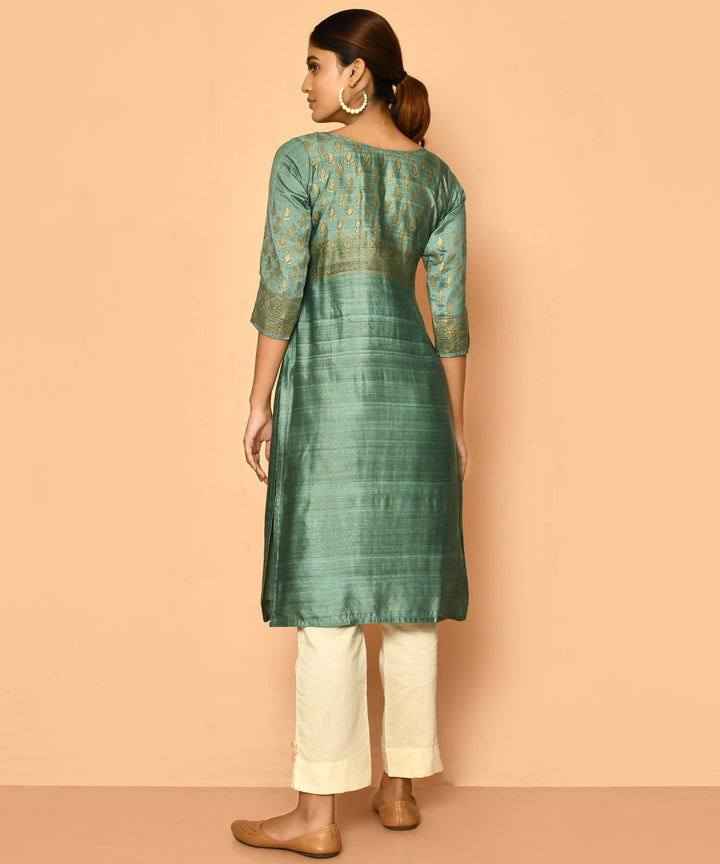 Jade handloom cotton silk kurta