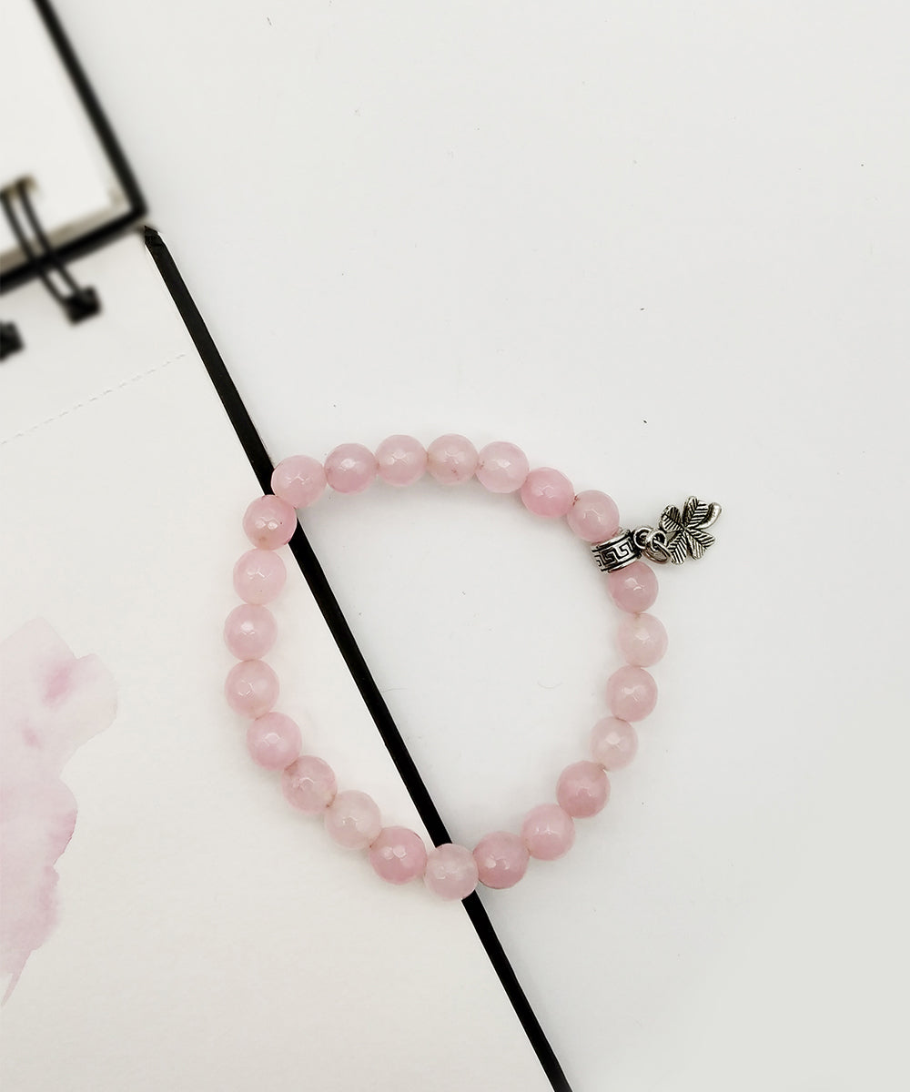 Pink handcrafted rose quarts gemstone bracelet