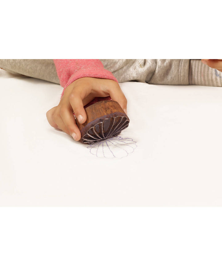 Handmade Wooden Block with Violet Shell Print DIY T-Shirt Craft Kit