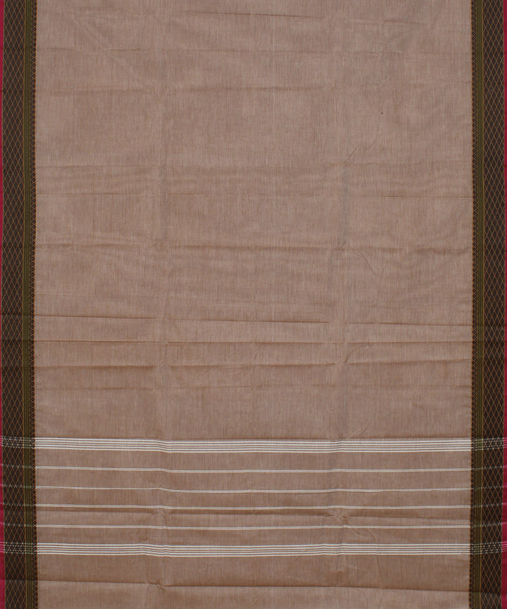 Pale brown chettinadu cotton handwoven kanchi saree