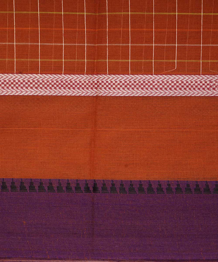 Dark orange handwoven cotton narayanapet sari