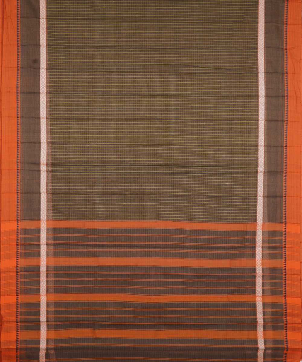 Brown handwoven cotton narayanapet sari