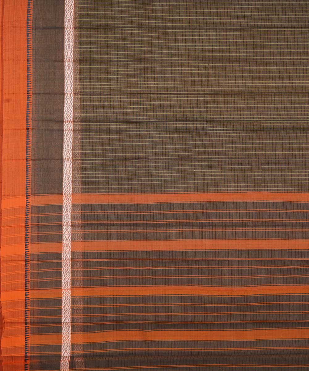 Brown handwoven cotton narayanapet sari
