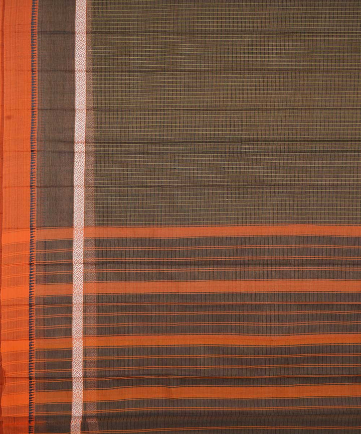 Brown handwoven cotton narayanapet sari
