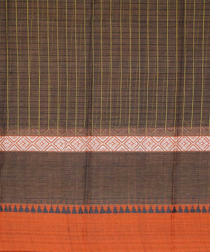 Brown handwoven cotton narayanapet sari