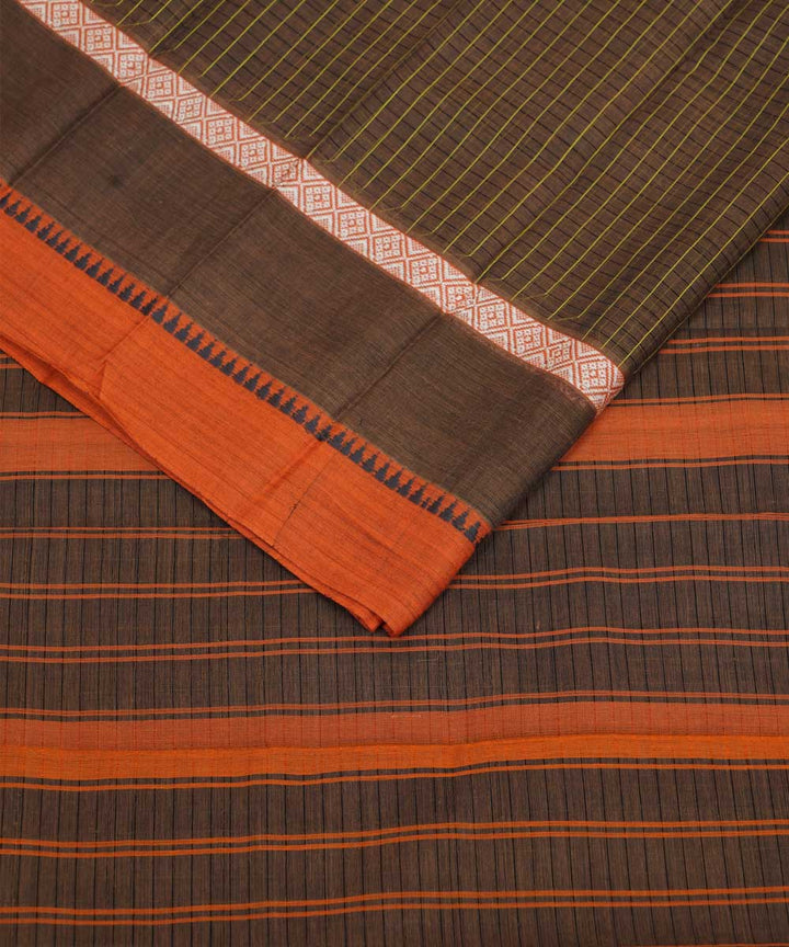 Brown handwoven cotton narayanapet sari
