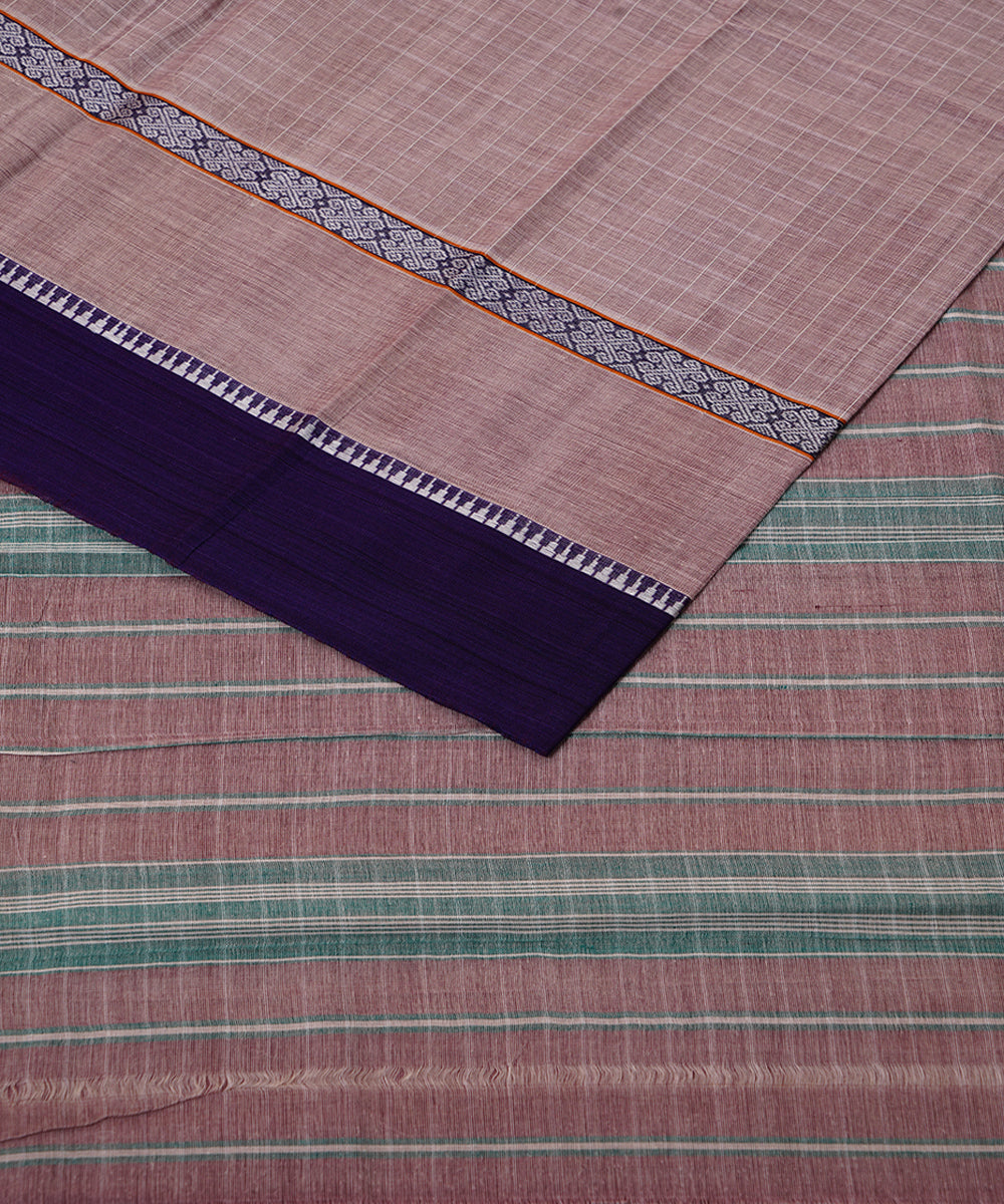 Light brown handwoven narayanpet cotton sari