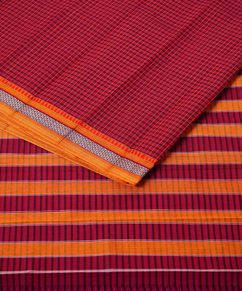 Red handwoven narayanpet cotton sari