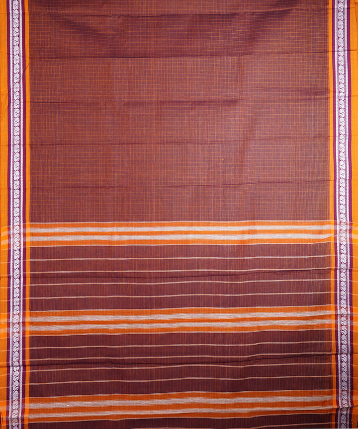 Maroon handwoven narayanpet cotton sari