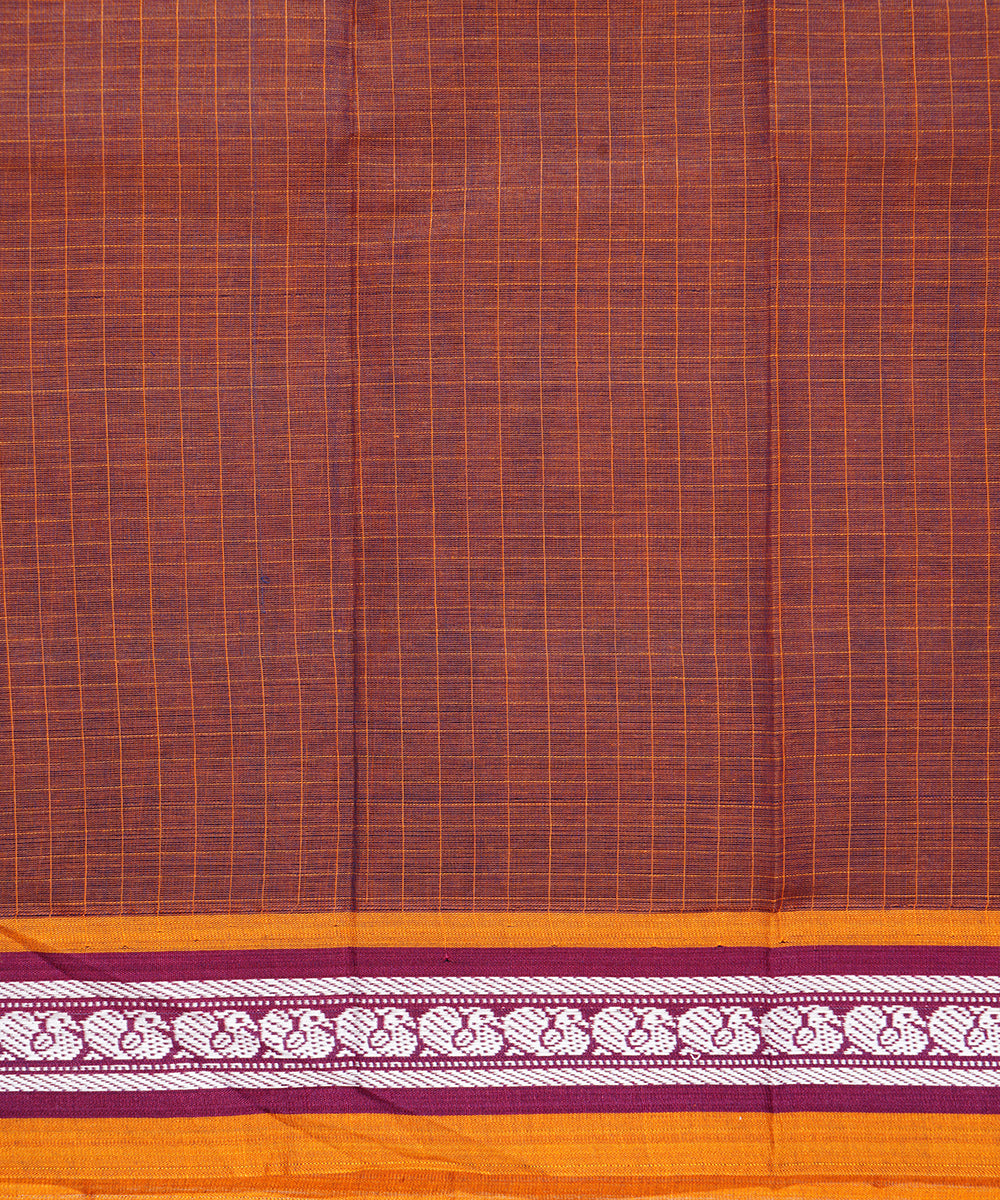 Maroon handwoven narayanpet cotton sari