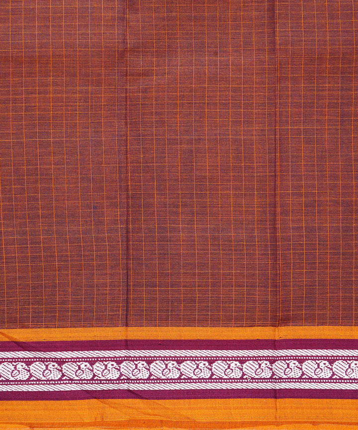 Maroon handwoven narayanpet cotton sari