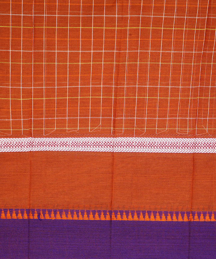 Orange hand woven narayanpet cotton sari