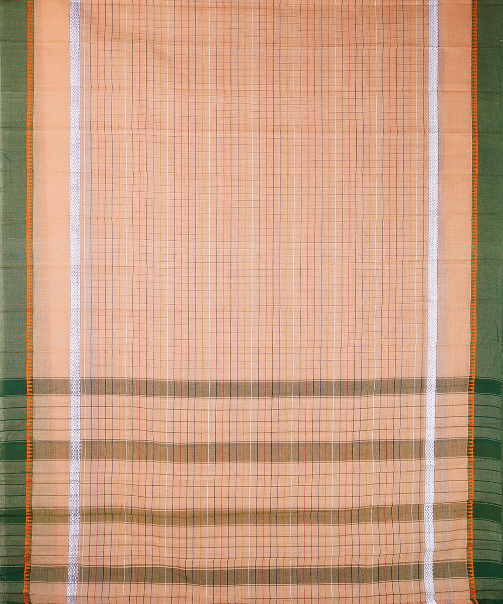 Peach handwoven narayanpet cotton sari