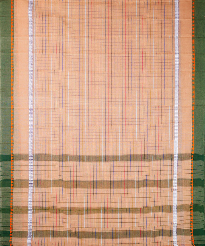 Peach handwoven narayanpet cotton sari