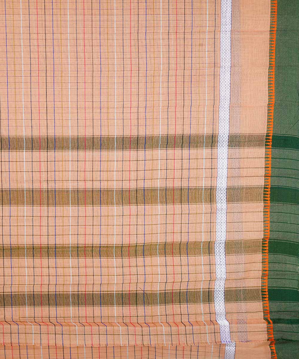 Peach handwoven narayanpet cotton sari