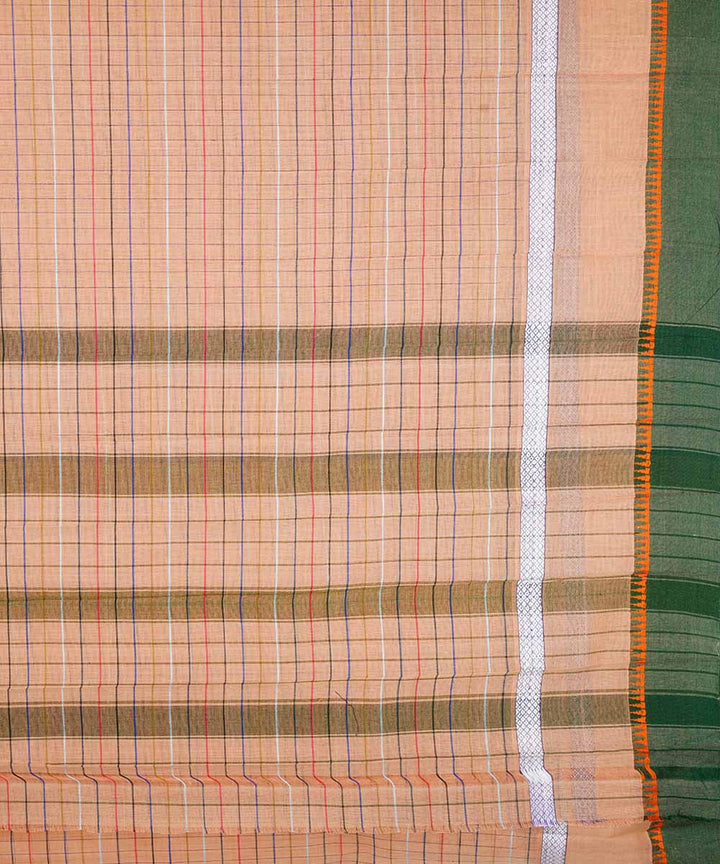 Peach handwoven narayanpet cotton sari