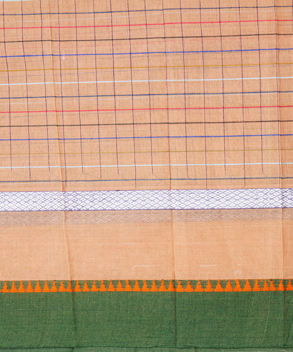 Peach handwoven narayanpet cotton sari