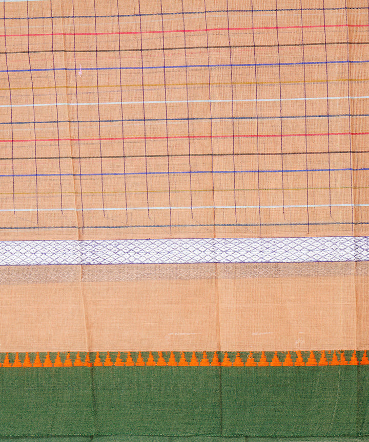 Peach handwoven narayanpet cotton sari