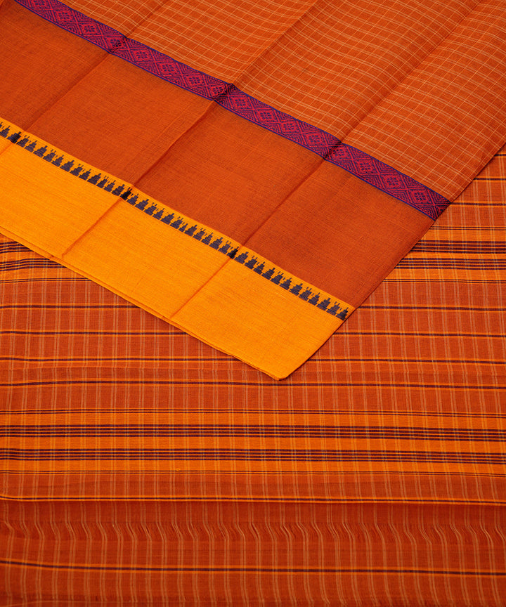 Mustard handwoven narayanpet cotton sari