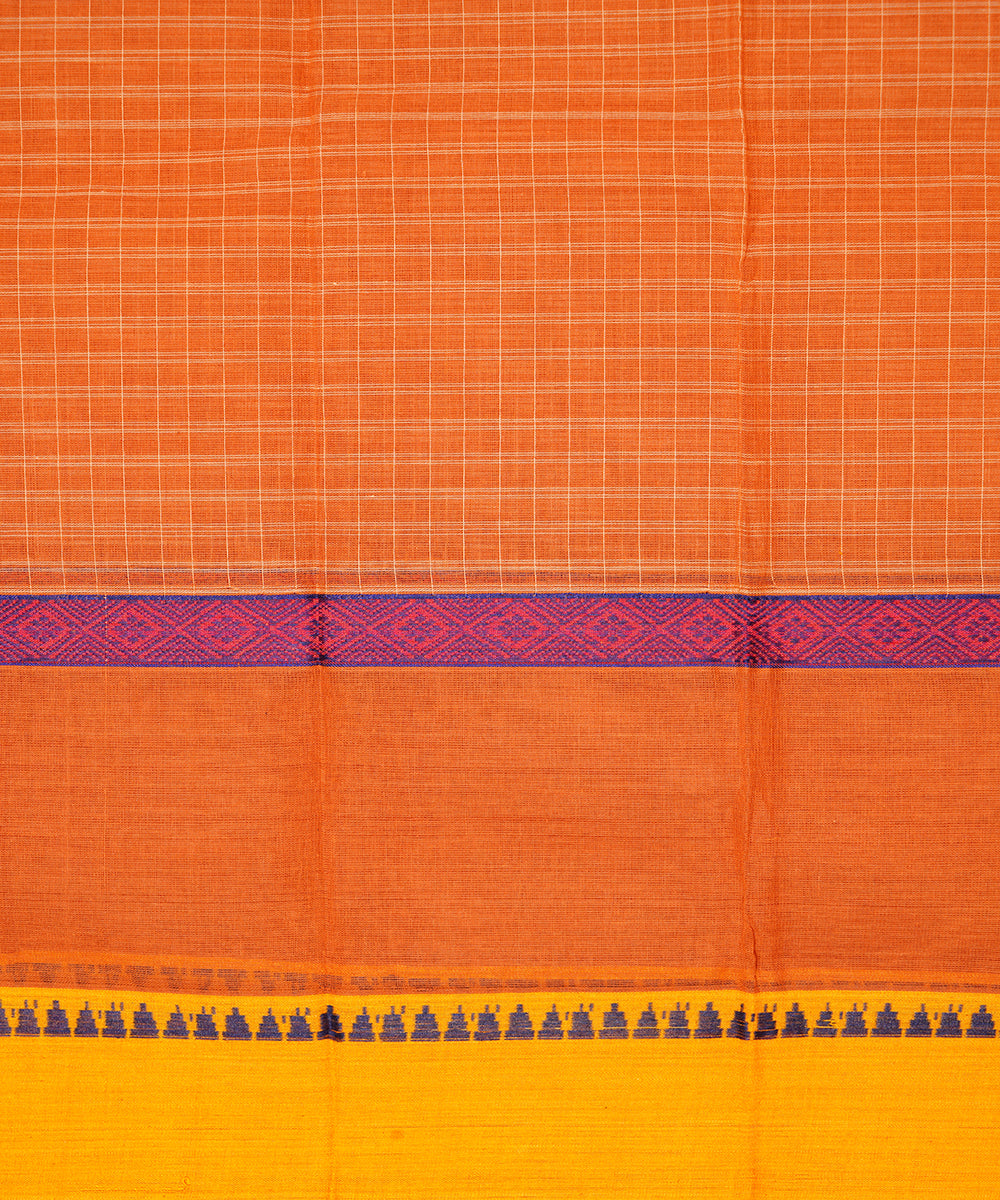 Mustard handwoven narayanpet cotton sari