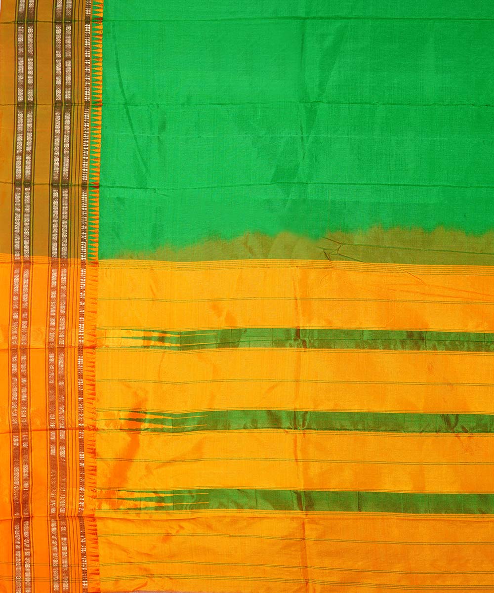 Green handwoven narayanpet silk sari